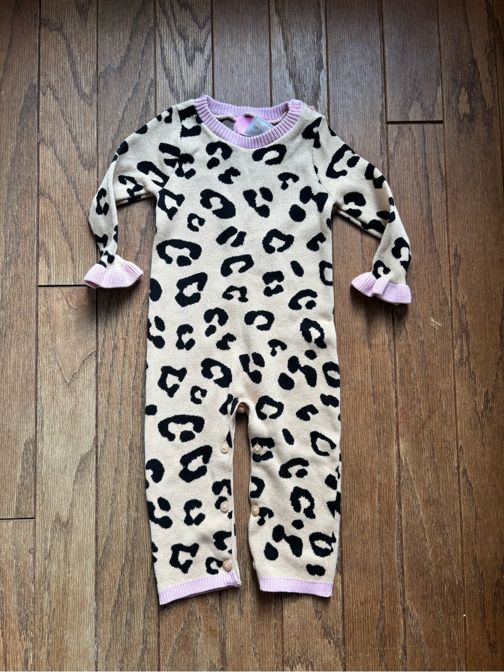 Baby Girls Leopard Print Knit Romper Jumpsuit by Good Lad size 18 months NWOT